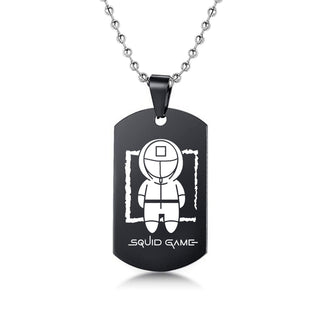 Engraved Squid Game Round Square Triangle Logo Stainless Steel Necklace Fashion Dog Tag Pendant Necklaces For Men Women