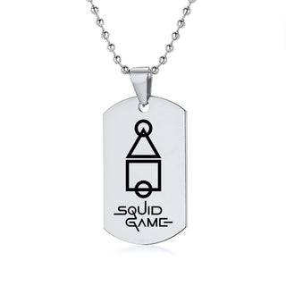 Engraved Squid Game Round Square Triangle Logo Stainless Steel Necklace Fashion Dog Tag Pendant Necklaces For Men Women