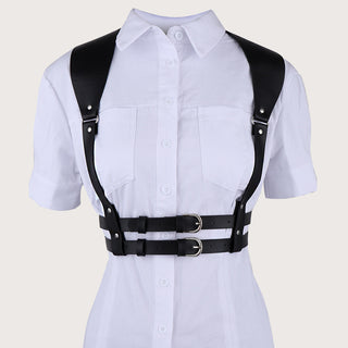 Trendy Unique Strap Binding Leather Waist Seal Punk Integrated Shirt Accessories
