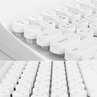 Retro Round Parts Bluetooth Keyboard Wireless Office Tablet PC