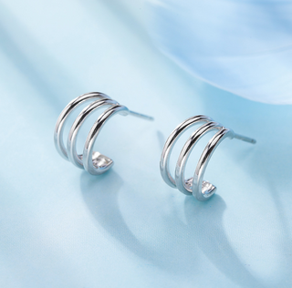 C-shaped hollow line men and women earrings