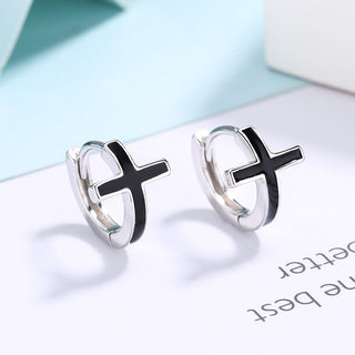 S925 Sterling Silver Cross Earrings female men Earrings