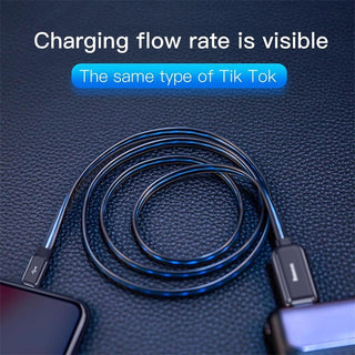 Compatible With , Compatible With , Baseus Flat Glowing 2.4A USB Cable For  Xs Max 8 Plus 1M Fast Charging Sync Data Line LED USB Cable For  SE 7 Cabo