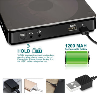 Kecag Portable Cd Player Walkman Ins The Same English Learning Retro Cd Disc Album Player