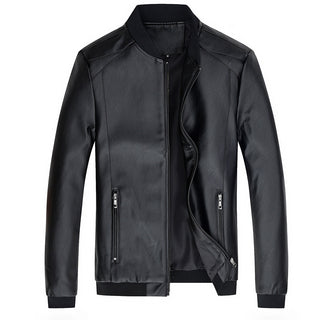 Men's Stand-Up Collar Leather Jacket Coat Motorcycle Men's Casual Leather Jacket
