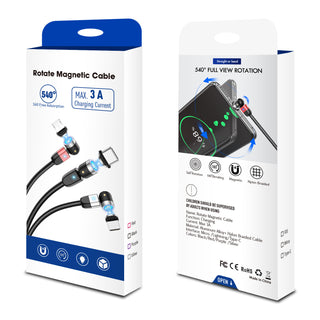 Compatible with Apple , New 3A Fast Charging Rotating Data Cable 540 Degree Circular Blind Magnetic Wire