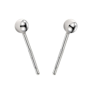 S999 Sterling Silver Earrings Men And Women Ear Stick Ear Acupuncture Simple Glossy Peas Small Round Bead Earrings