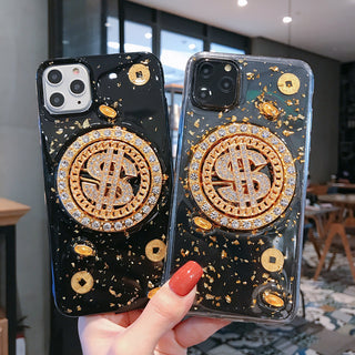 IPHONE CASES 3D Diamond Dollar Turnplate Phone Case Luxury Designer