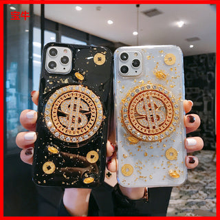 IPHONE CASES 3D Diamond Dollar Turnplate Phone Case Luxury Designer