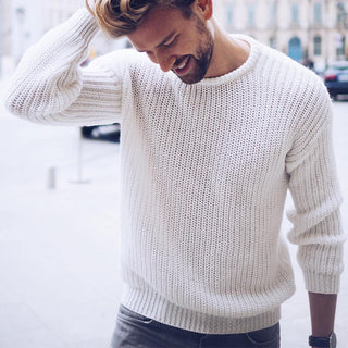 Men's Sweater Men's Casual Solid Color Sweater Knitting