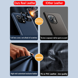 XIAOMI Plain Leather Phone Case With Metal Lens All-inclusive Protective Cover