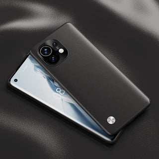 XIAOMI Plain Leather Phone Case With Metal Lens All-inclusive Protective Cover