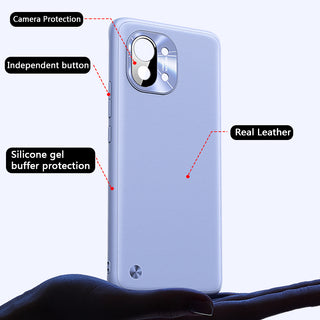 XIAOMI Plain Leather Phone Case With Metal Lens All-inclusive Protective Cover