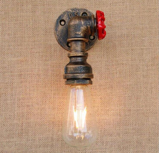 American style water pipe wall lamp in hotel loft in bedroom