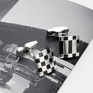 Men's Business Shirt French Plaid Enamel Cufflinks