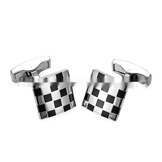 Men's Business Shirt French Plaid Enamel Cufflinks