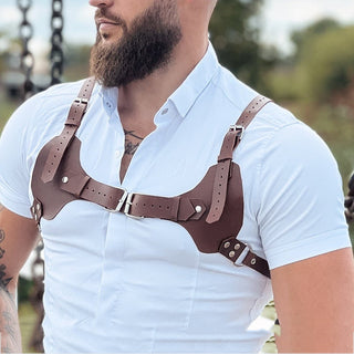 Men's Leather Strap Punk One-piece Shirt Accessories