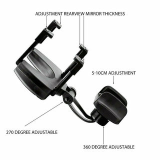Universal Car Rear View Mirror Mount Stand GPS Cell Phone Holder 360 Rotation