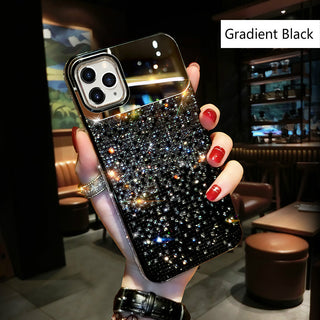 IPHONE VIP PHONE CASES European And American Punk Gradient Rhinestone Makeup Mirror Phone Case
