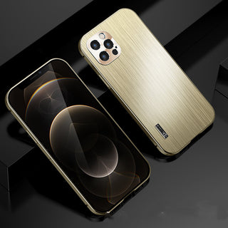 Suitable For All Inclusive Metal Shatter Resistant Brushed Sleeves For Apple Mobile Phone Cases