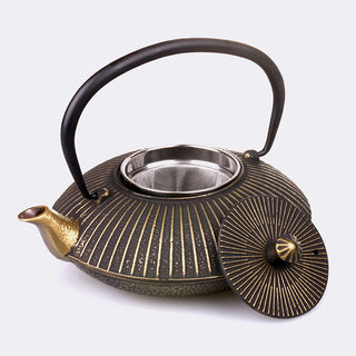 Ancient cast iron kettle, boiling water teapot, cast iron kettle
