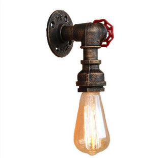 American style water pipe wall lamp in hotel loft in bedroom