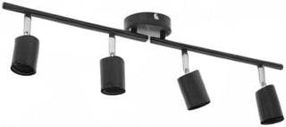 GUPE 4 Light LED Track Lighting, 60W Adjustable LED Track Lighting Fixtures Kit Directional Ceiling Spotlight Foldable Black Ceiling Spot Lighting for Kitchen Gallery Dining Room