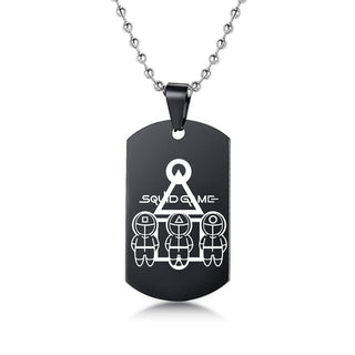 Engraved Squid Game Round Square Triangle Logo Stainless Steel Necklace Fashion Dog Tag Pendant Necklaces For Men Women
