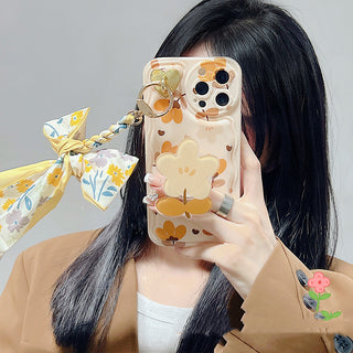 IPHONE Autumn Leaves And Flowers With Bow Silk Scarf Phone Cases