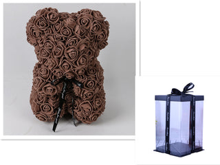Valentine's Day Gift Rose Bear Eternal Flower Rose Teddy Bear PE Foam Bear 25cm Valentines Day