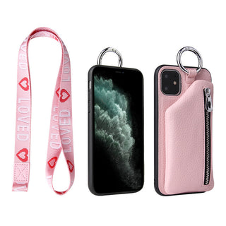 IPHONE PU Leather Strap Cord Coin Purse Phone Cases Crossbody Neck Lanyard Wallet Cover