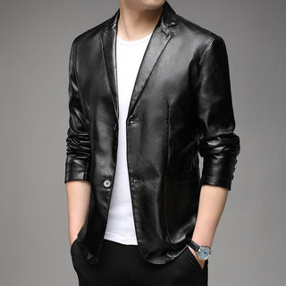 Men's Pu Leather Jacket For Young And Middle-aged Men's Casual Dad