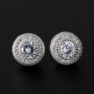 Round Full Zircon Hip Hop Personality Earrings Men And Women Trendy Diy Earrings