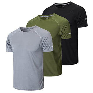Gaiatiger 3 Pack Men T-Shirt Quick Dry Work Shirts Moisture Wicking Active Athletic Training Short Sleeve Tops