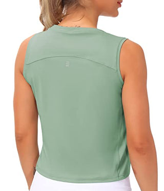 THE GYM PEOPLE Ice Silk Workout Tops for Women Quick Dry Muscle Gym Running Shirts Sleeveles