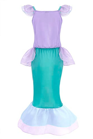 WonderBabe Little Girl Mermaid Princess Dresses Ariel Costume for Grils Birthday Party Halloween Cosplay Outfit with Accessories