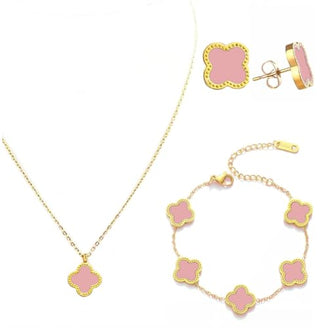 Julie & Co four leaf clover 18K gold plated Jewelry set Jewellery set for women, comes with a cute keychain in a Julie & Co neat gift box.