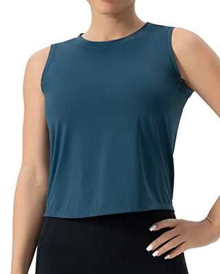 THE GYM PEOPLE Ice Silk Workout Tops for Women Quick Dry Muscle Gym Running Shirts Sleeveles