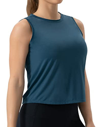 THE GYM PEOPLE Ice Silk Workout Tops for Women Quick Dry Muscle Gym Running Shirts Sleeveles