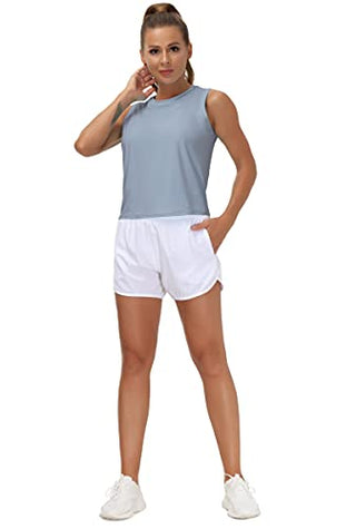 THE GYM PEOPLE Ice Silk Workout Tops for Women Quick Dry Muscle Gym Running Shirts Sleeveles