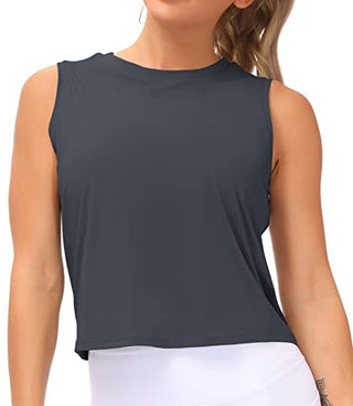 THE GYM PEOPLE Ice Silk Workout Tops for Women Quick Dry Muscle Gym Running Shirts Sleeveles
