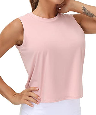 THE GYM PEOPLE Ice Silk Workout Tops for Women Quick Dry Muscle Gym Running Shirts Sleeveles