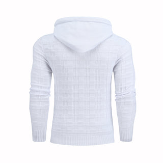 Men Knitting Hooded Sweater 3D Elastic Color Insert Hoodies