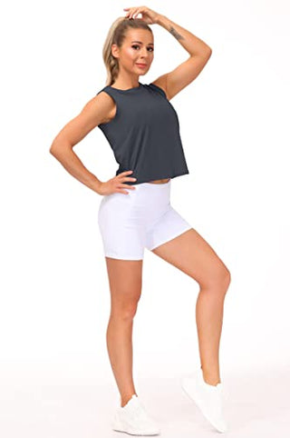 THE GYM PEOPLE Ice Silk Workout Tops for Women Quick Dry Muscle Gym Running Shirts Sleeveles