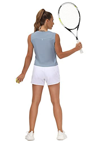 THE GYM PEOPLE Ice Silk Workout Tops for Women Quick Dry Muscle Gym Running Shirts Sleeveles