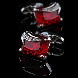 High Quality Red Crystal French Shirt Cufflinks