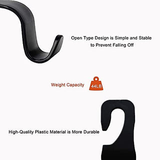 Sulfar Universal Vehicle Car Backseat Headrest Hanger Storage Organizer, Black Car Back Seat Headrest Hooks, Car Seat Accessory For Handbags, Purses, Coats, And Grocery Bags, Bottle Holder 4-Pack