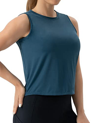 THE GYM PEOPLE Ice Silk Workout Tops for Women Quick Dry Muscle Gym Running Shirts Sleeveles