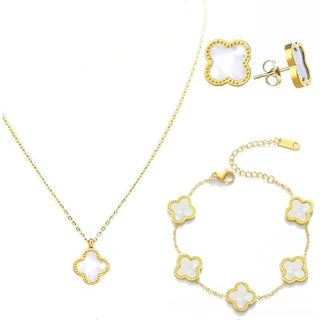 Julie & Co four leaf clover 18K gold plated Jewelry set Jewellery set for women, comes with a cute keychain in a Julie & Co neat gift box.