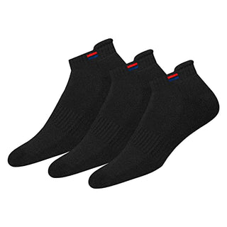 NAVYSPORT Men's Low Cut Athletic Cotton Cushion Ankle Socks with Sports Tab, Pack of 3 (Free Size)